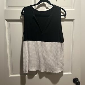 Black and white v neck tank